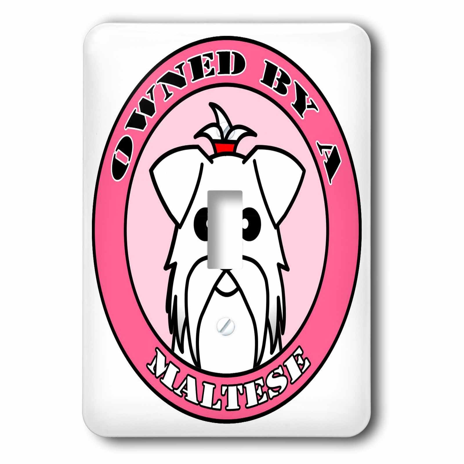 Interrupteur simple chien maltais rose 3dRose LSP_57160_1 pour chambre