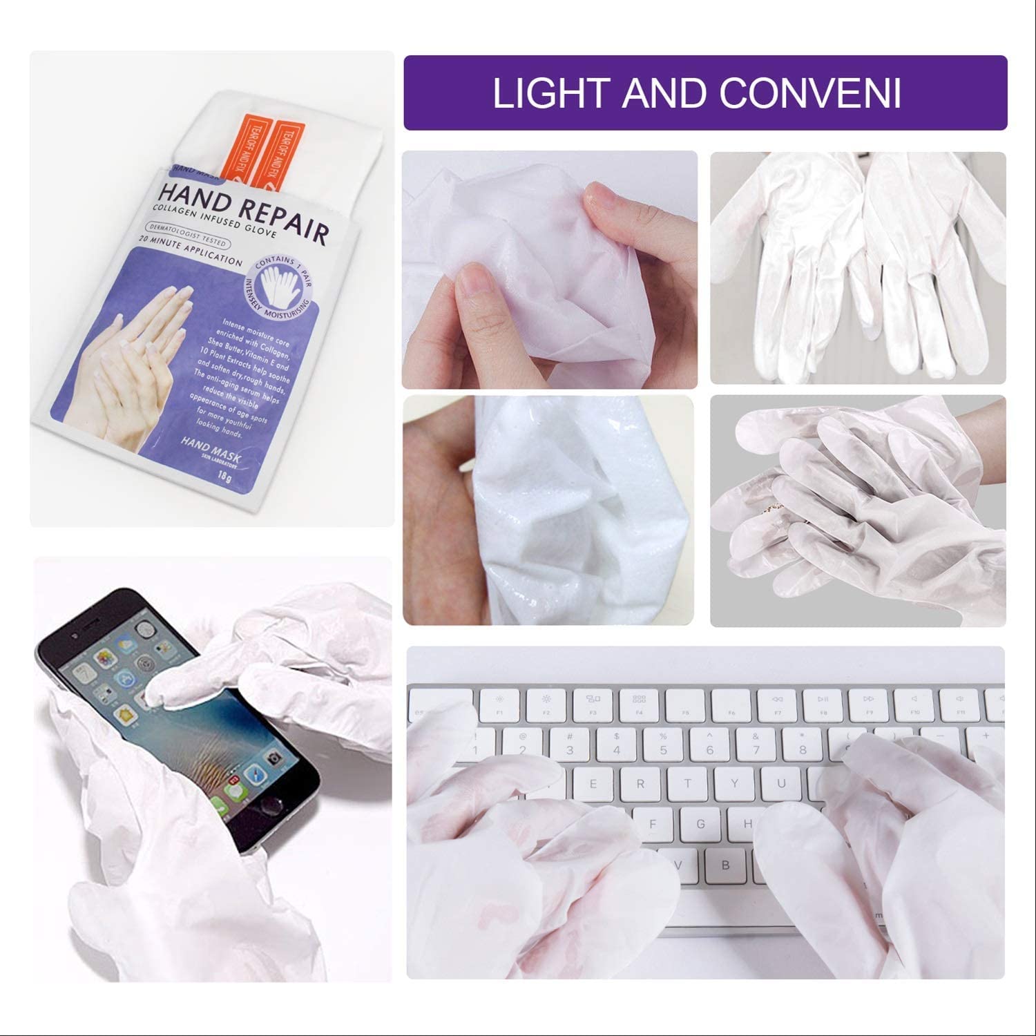 Liefiet Hand Peel Mask Moisturizing Gloves 5Pack, Hydrating Hand Masks Repair Dry Cracked Hands, Skin Moisturizer for Soft and Smooth Touch