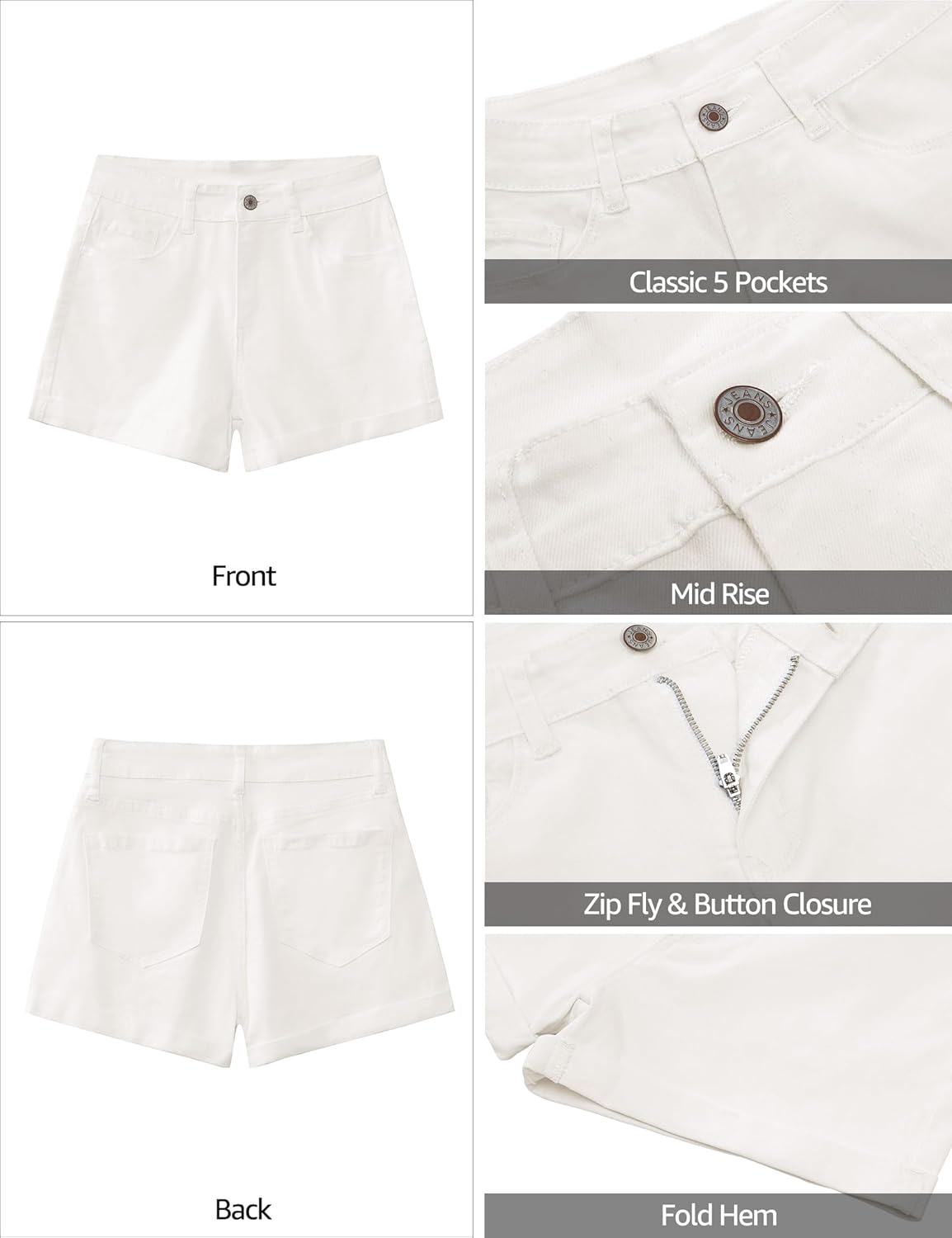 luvamia Jean Shorts for Women Trendy Mid Rise Fold Hem Distressed Short Shorts Beach Casual Summer Jorts 3 Inch Inseam - Image 8