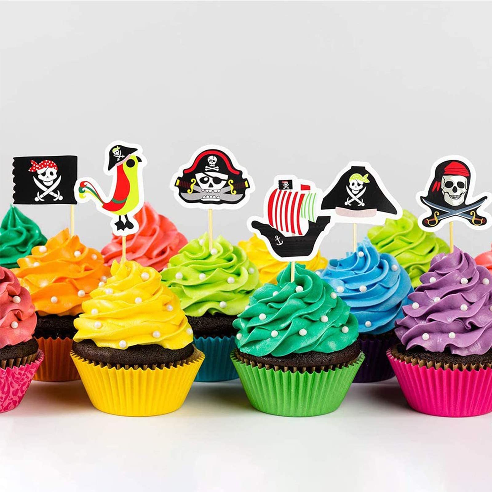 Bymivofun Piraten Kuchenaufsätze, 13 Stück Mit Glitzer – Für Geburtstag, Halloween & Kinderpartys
