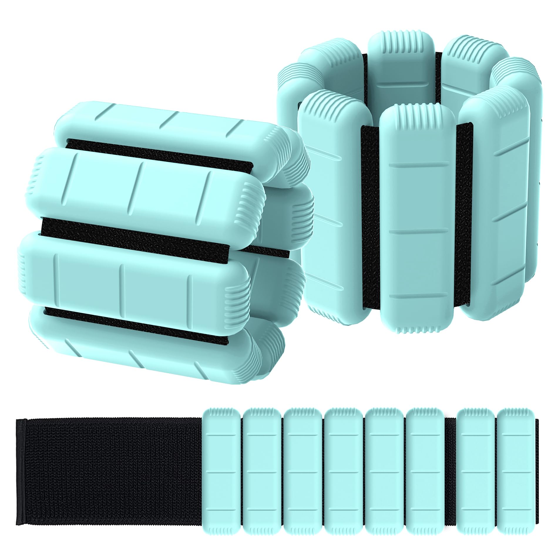 TOPESCT Wearable Wrist Ankle Weights Set of 2(1 lb/2 lbs Each),Adjustable Arm Weighted Bracelet for Strength Training Walking Running Pilates Jogging Yoga (Turquoise, 1lb/each)