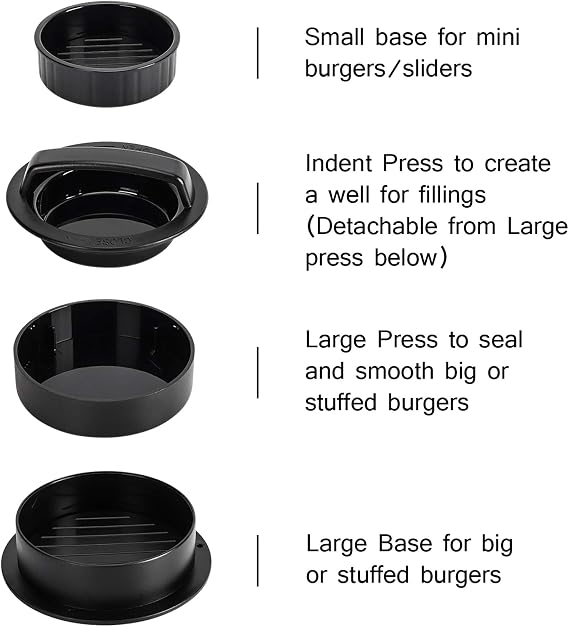 Burger Press Hamburger Patty Maker Slider Press Stuffed Burger Patty Press Regular Burger Patties Cookery Mold 3 in 1 Non Stick Kitchen Barbecue Tool