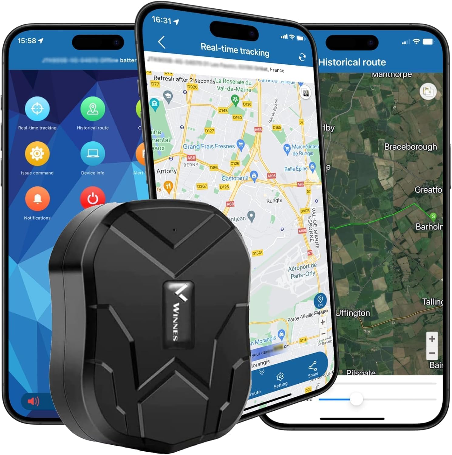 Traceur GPS Voiture 4G Winnes TK905B Tracker GPS Suivi en Temps Réel Localisation Précise avec Aimant Puissant Alarme Antivol Historique Trajet Batterie 10000mAh Traqueur Alarme de Géobarrière