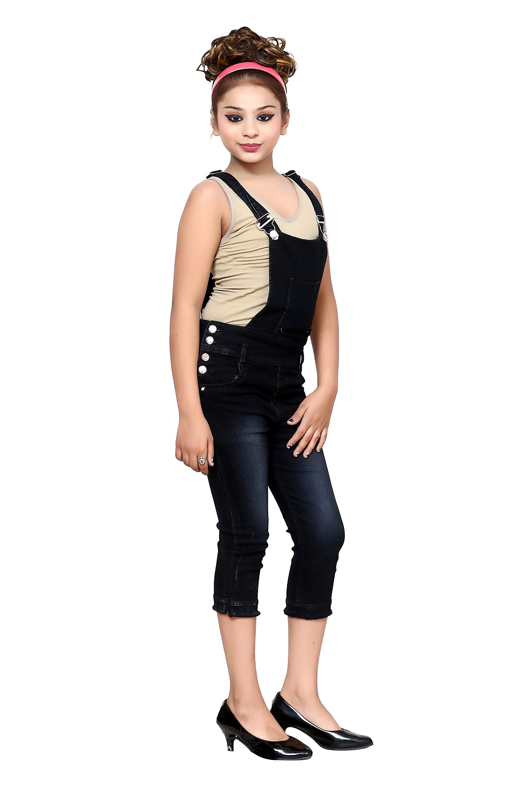 ORIEX Girls stylish comfort capri dungaree BLACK 38 2