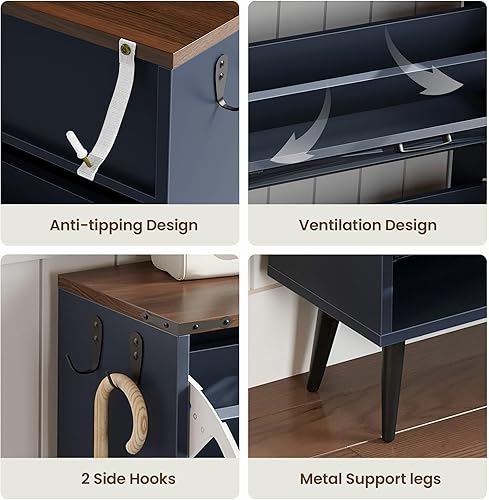 Miniatura 6 de Organizador de zapatos estrecho con 3 cajones abatibles, armario oculto delgado independiente para almacenamiento de zapatos, 24 zapatos para