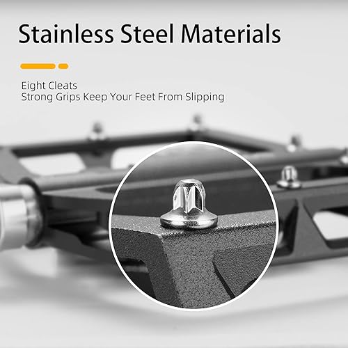 Miniatura 8 de ROCKBROS Pedales de bicicleta de montaña MTB compatibles con SPD bicicleta de montaña de doble función sellada de aluminio sin clip plataforma plana