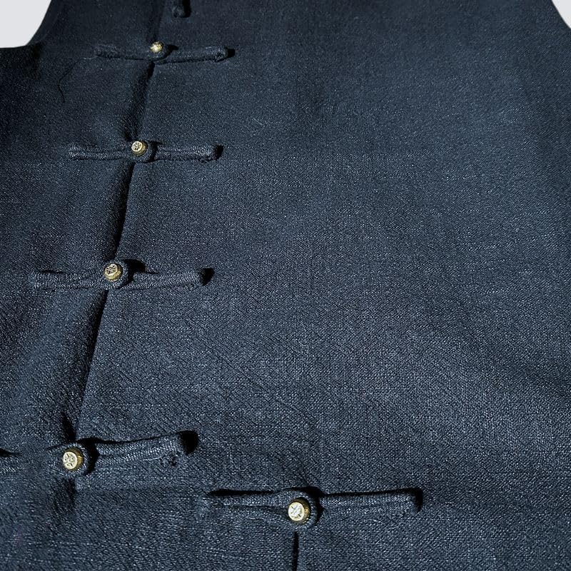 Chaleco sin mangas de estilo chino para hombre con cuello redondo holgado 3