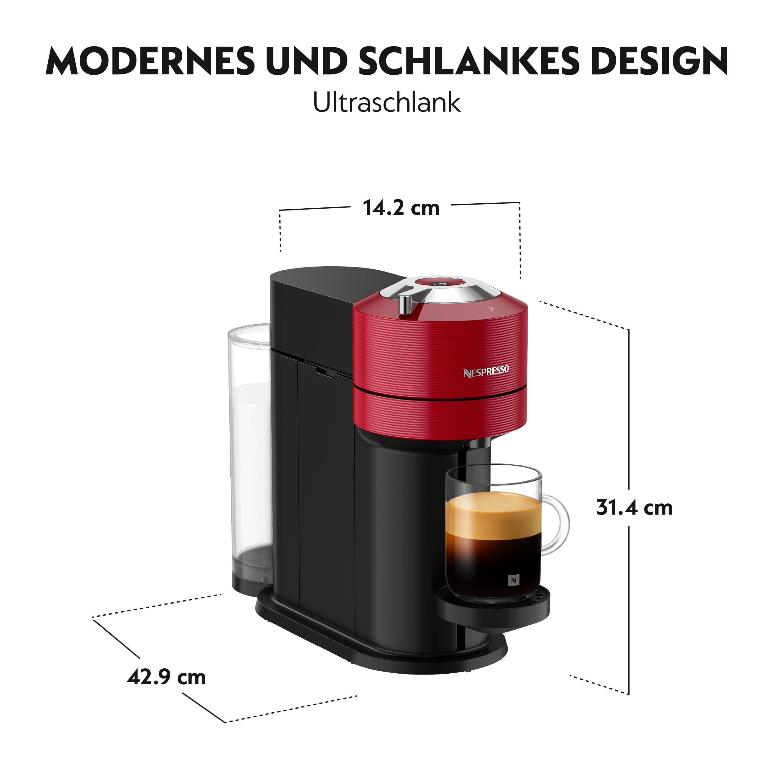 Nespresso Relove Vertuo Next Kaffeekapselmaschine Rot (Generalüberholt)