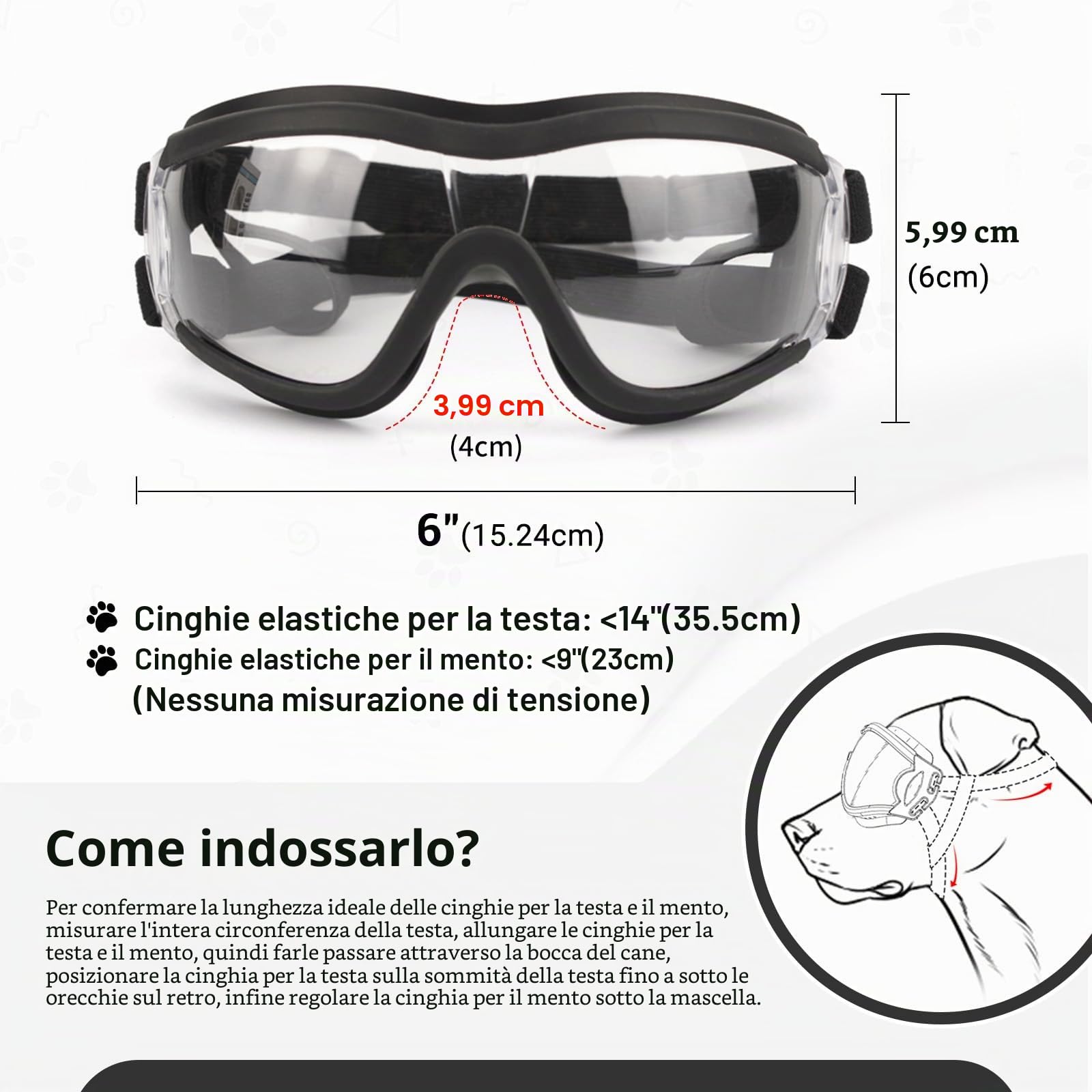 NAMSAN Occhiali da Sole per Cani con Cinturino Regolabile - Facile da Indossare - Protezione per Gli Occhi per Cani di Taglia Medio-Grande