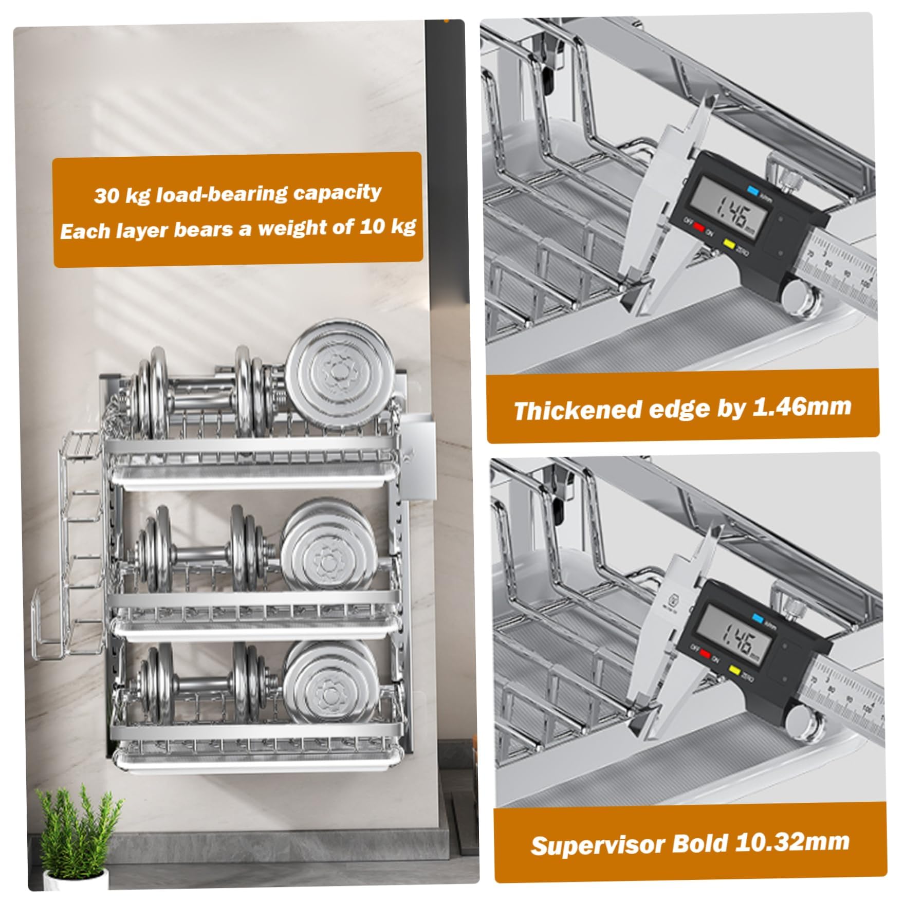 Escurridor de platos colgante montado en la pared, 2/3 niveles, ajustable, ahorra espacio, con escurridor, ganchos y soporte para cubiertos, fácil instalación sin taladrar (tamaño: 2 capas)