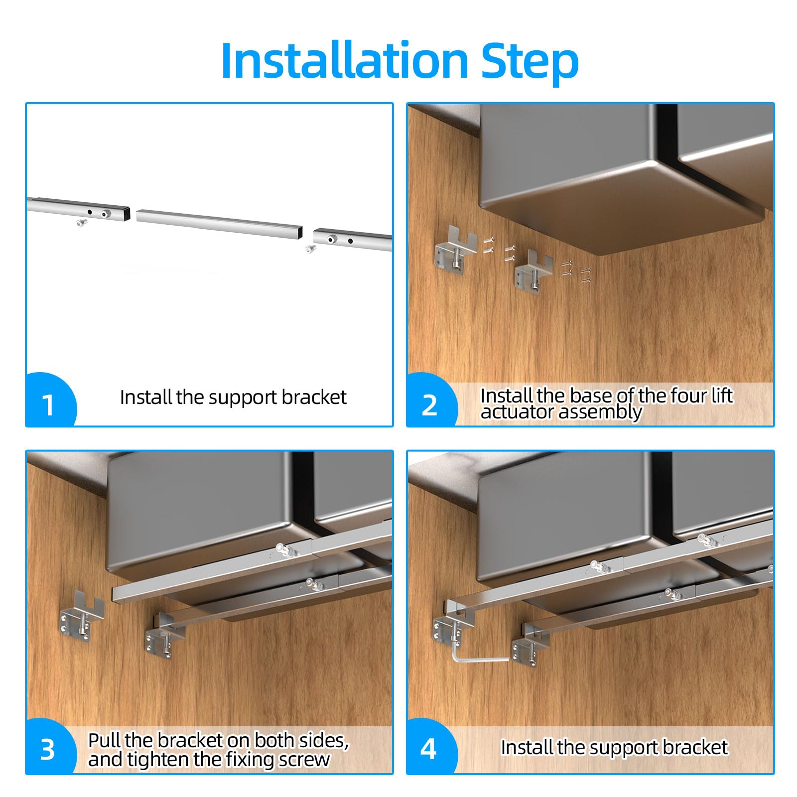 Qualward Soportes de fregadero de montaje inferior, soporte ajustable para fregadero, kit de instalación de acero inoxidable para fregadero de cocina de montaje inferior (20-55 pulgadas)