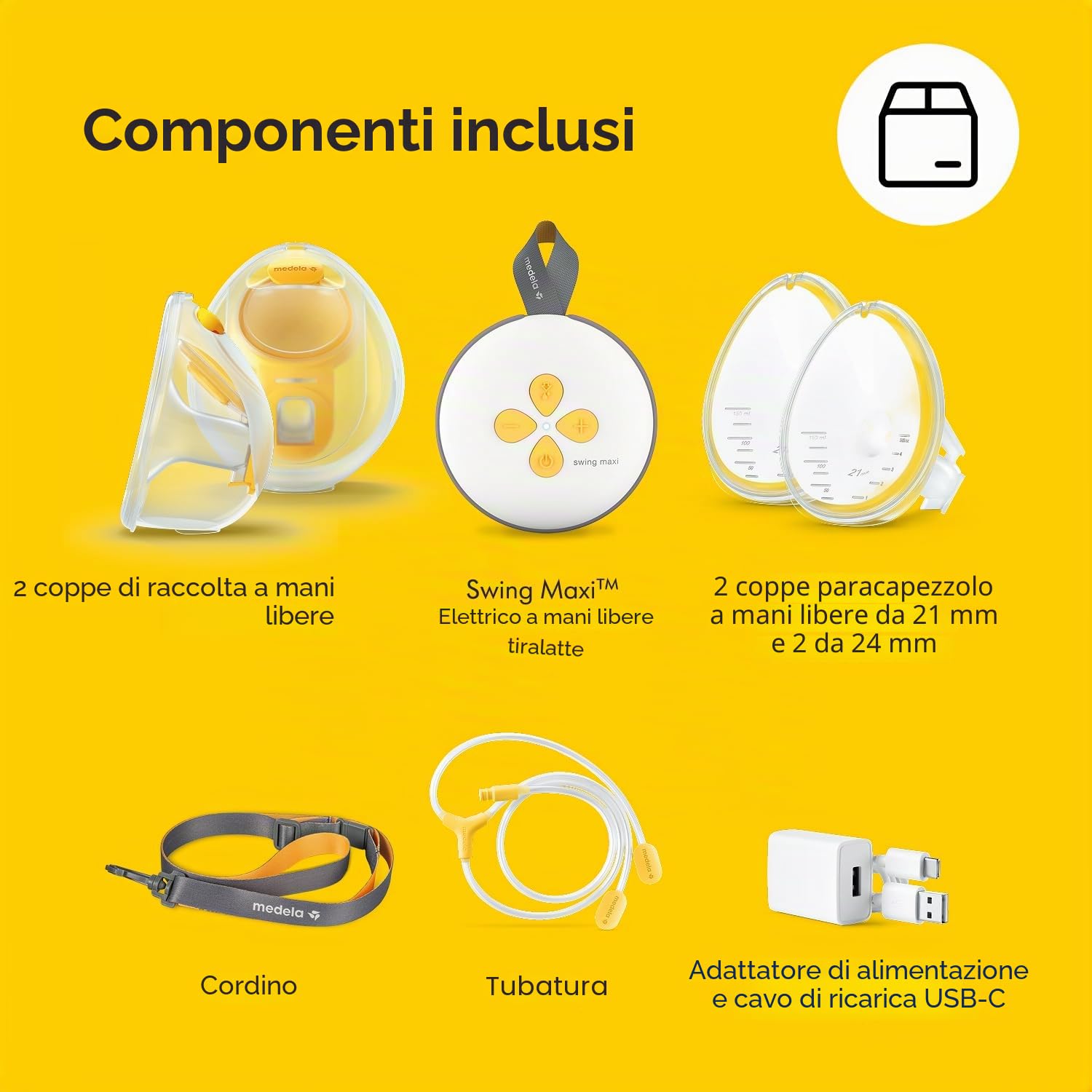Medela Swing Maxi Tiralatte a mani libere | Facile, intuitivo, ideale da portare in viaggio, doppio tiralatte elettrico a mani libere