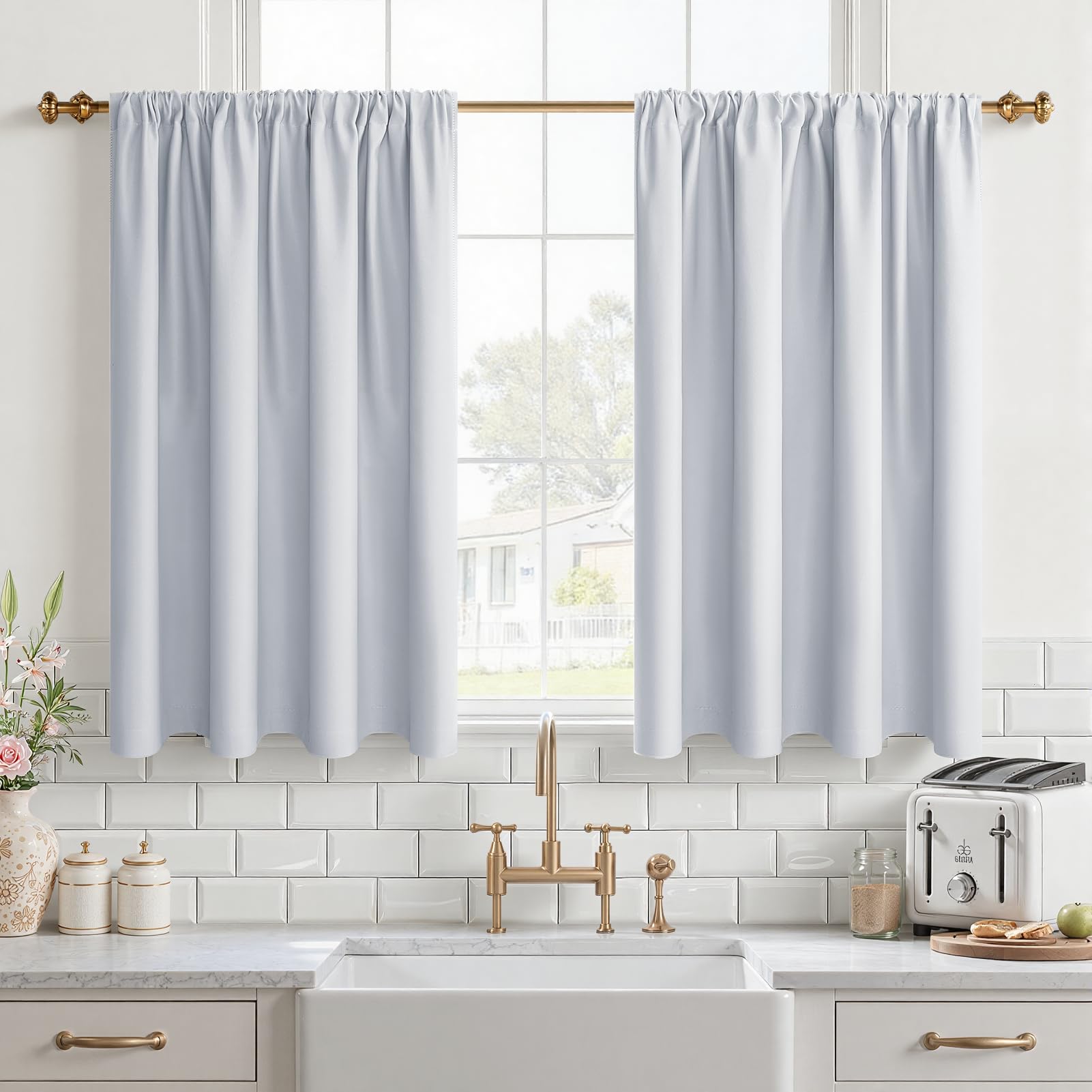 Rideaux occultants courts 60x90 cm blancs gris CUTEWIND pour petite fenêtre