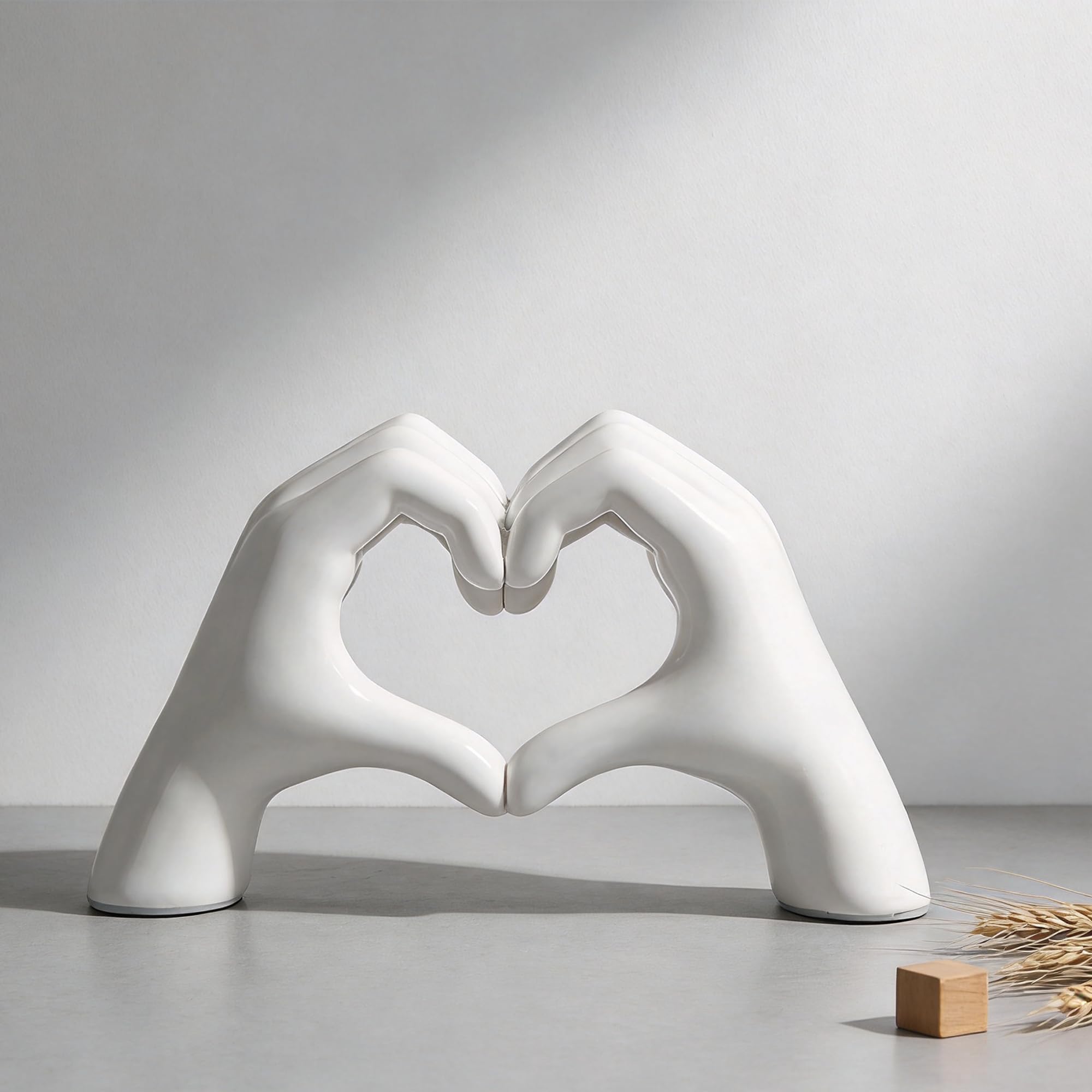 MINWEGI Modern Love Sign Hand Gesture Sculpture - White Minimalist Ornament for Home Decor, Shelf, Coffee Table