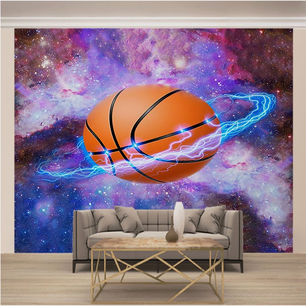 Papier Peint Intissé Basket 3D pour Créer un Salon Sportif Moderne