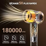 Seche Cheveux Ionique,180 000 tr/min Sèche Cheveux Professionnel–Séchage 5X Plus Rapide,Léger & Compact,4 Température,Protection Contre la Surchauffe et Faible Bruit (Or champagne) - 2