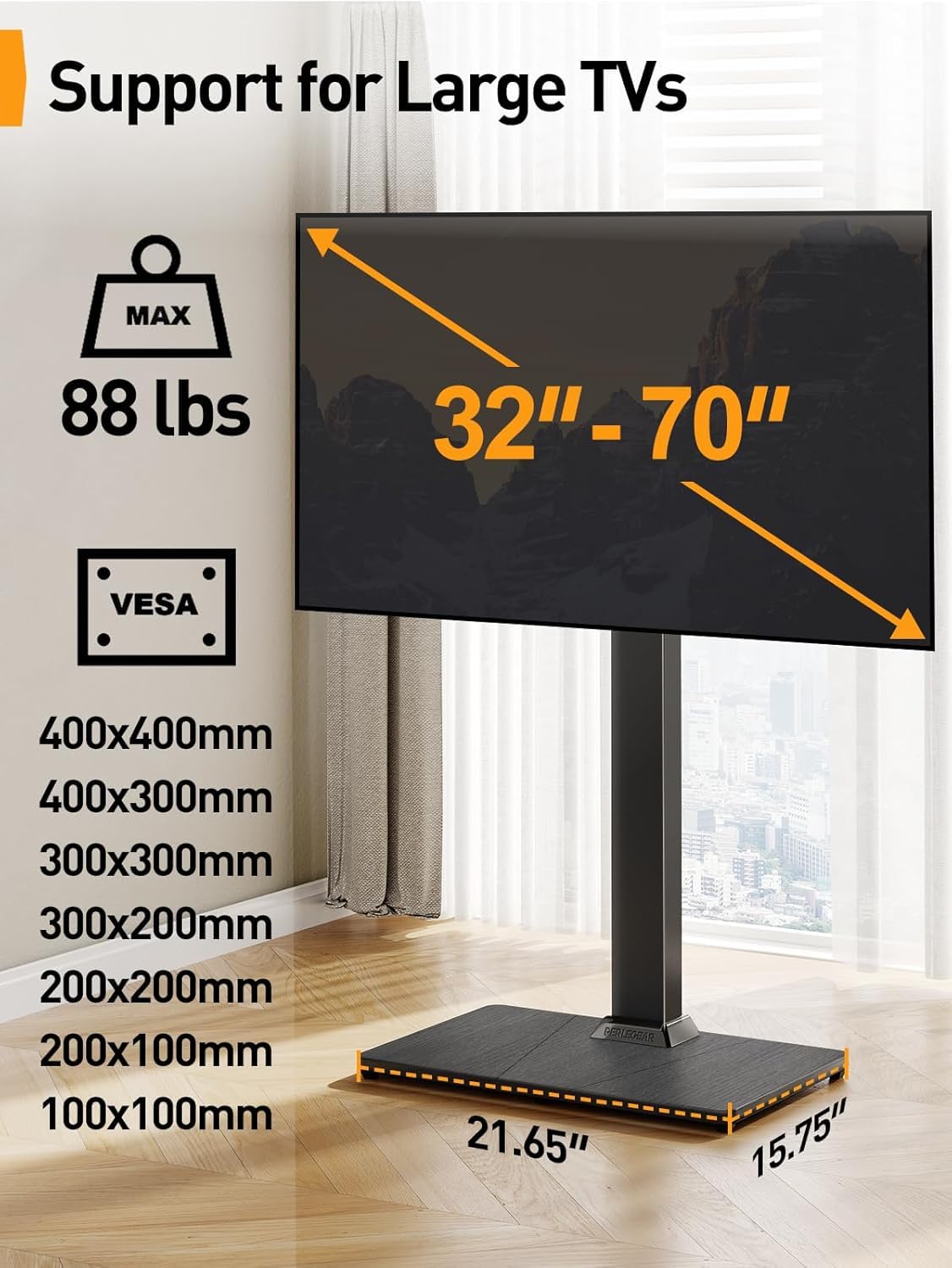 Amazon.co.jp: Perlegear フロアテレビスタンド マウント付き 32~70