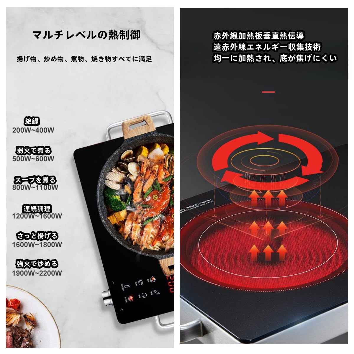 Amazon.co.jp : Tonain110V卓上IHクッキングヒーター3500W高火力IH 