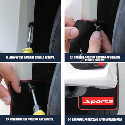 Miniatura 6 de Mini tamaño de goma suave coche universal aletas barro guardabarros para todo clima, se adapta a sedán, hatchbacks, accesorios exteriores negro +