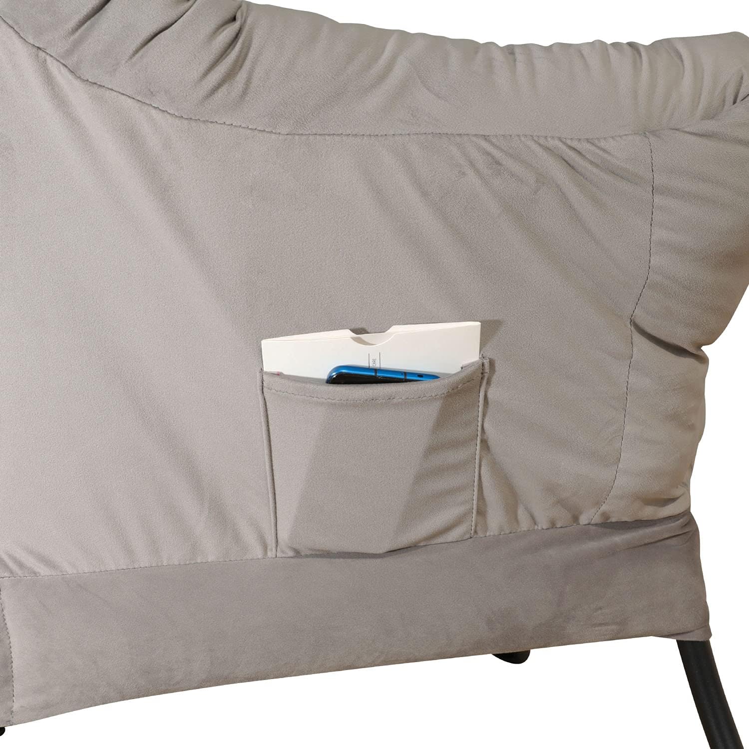 GOLDSUN Accent Chair Lazy Reclining Armchair with Removable Metal Legs and Side Pocket, Comfy Upholstered Single Sofa Chair for Living Room, Bedroom, Office (Grey with Ottoman) : Home & Kitchen