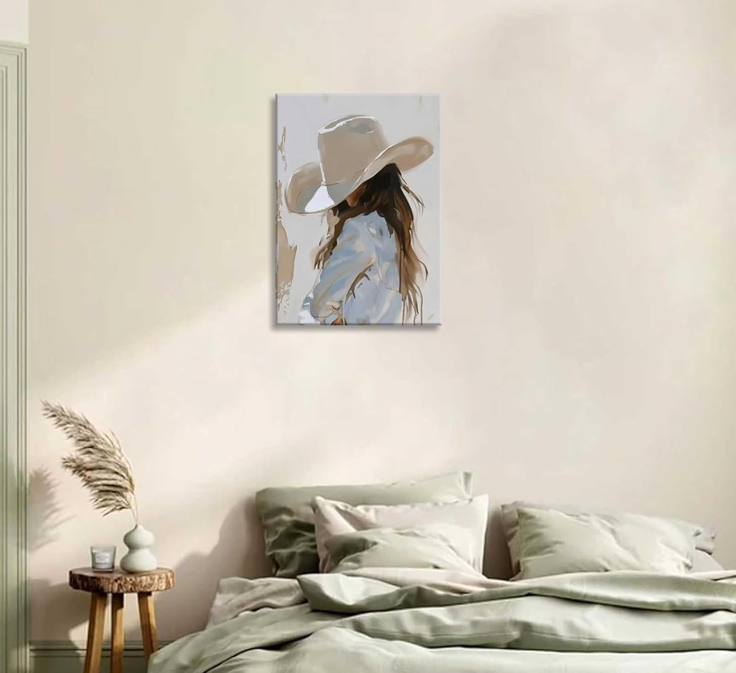 Paint by Number Kit for Adults & Western Style Fans, Abstract Cowgirl with Cowboy Hat Art 16x20 Inch Framed, DIY Acrylic Painting Kit with Brushes & Paints, Rustic Home Decor