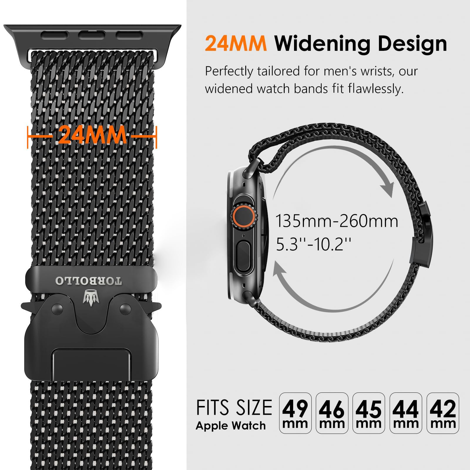 Bracelet de rechange sport robuste compatible avec Apple Watch 49 mm/46 mm/45 mm/44 mm/42 mm, compatible avec iWatch SE Series 10/9/8/7/6/5/4/3/2/1/Ultra/Ultra 2, pour hommes et femmes