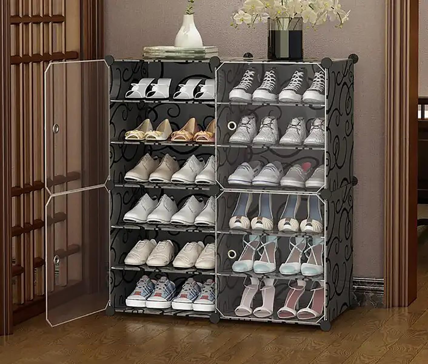 Owme Plastic 18-Shelf Portable Shoe Rack Organizer 36 Pair Tower Shelf Storage Cabinet Stand Expandable For Heels, Boots, Slippers For Indoor/Outdoor - Grey-L3 (B0CYT8TLTP) Amazon Price History, Amazon Price Tracker
