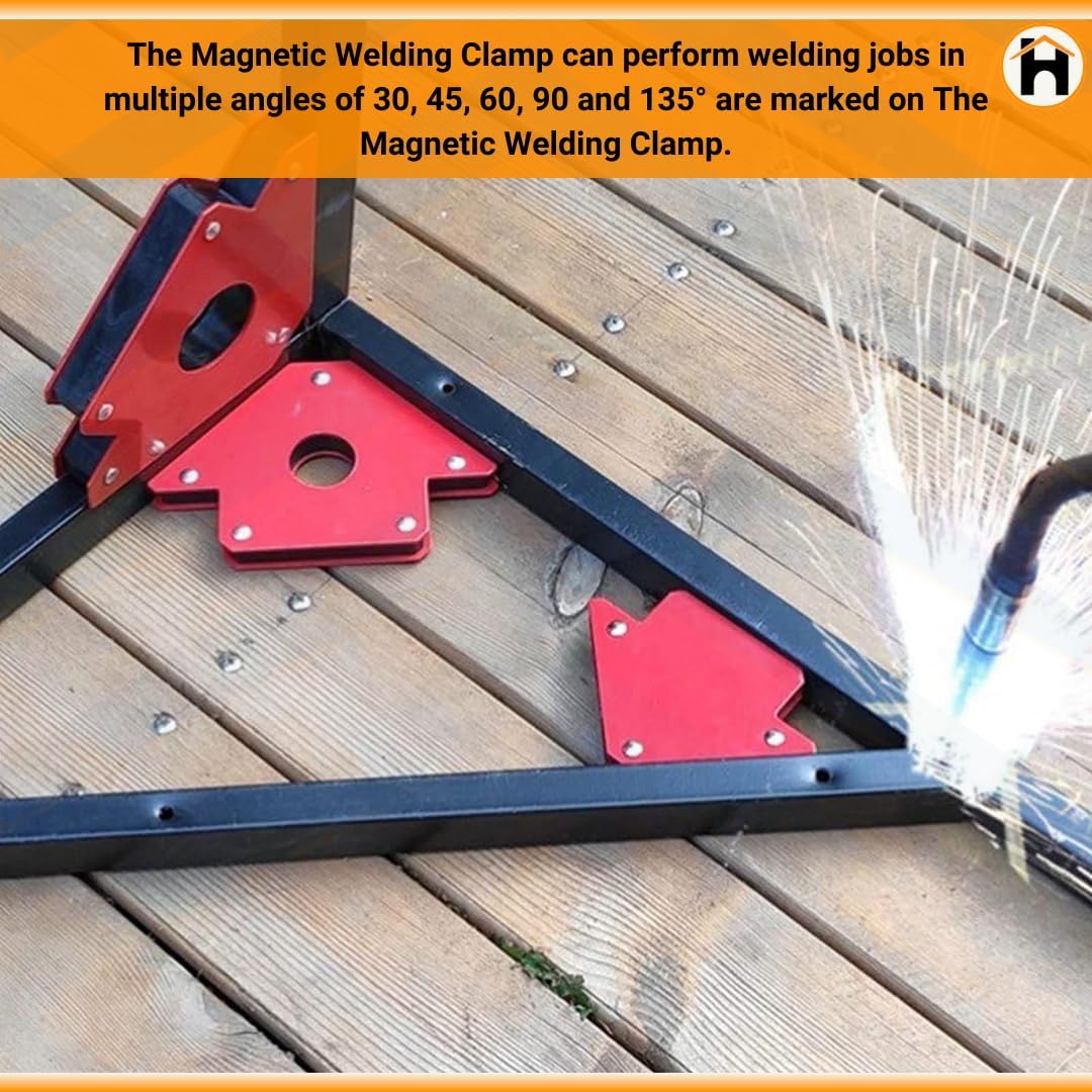 6pc Multi Angle magnetic welding holder clamps set Maf with 2 pc x 3 inch arrow type, 2pc x triangle and 2pc x mini, strong magnet pull for accurate alignment in fabrication works Pack of 6 pc