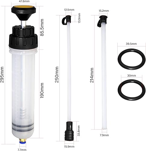 Miniatura 3 de Bomba extractora de fluidos automotriz de 200 CC jeringa de cambio de aceite manual con 2 mangueras, bomba de succión de aceite ligera para cambiar