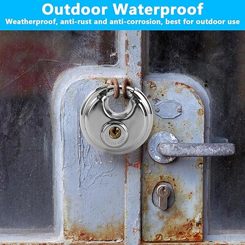 Miniatura 4 de 2 candados de disco para unidad de almacenamiento, candados con llave de 2-34 pulgadas, bloqueo de disco de acero inoxidable resistente, cerraduras