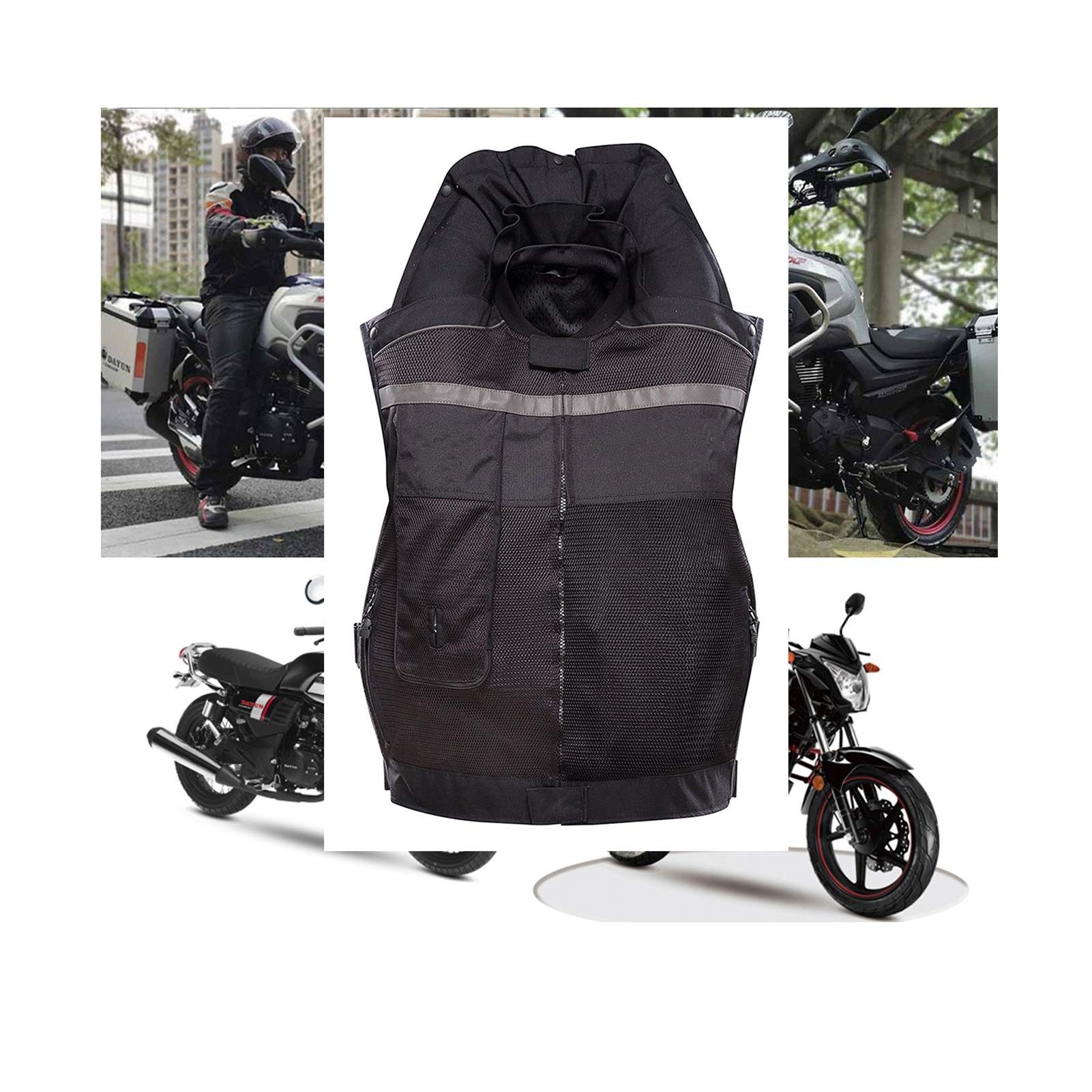 YXYECEIPENO Black Airbag Vest Reflective Motorcycle Vest Crystal Color Grid Reflective Material, Reflective Intensity Reaches 300cd/lx/m2 Suitable for Motorcycles, Bicycles, Horseback Riding