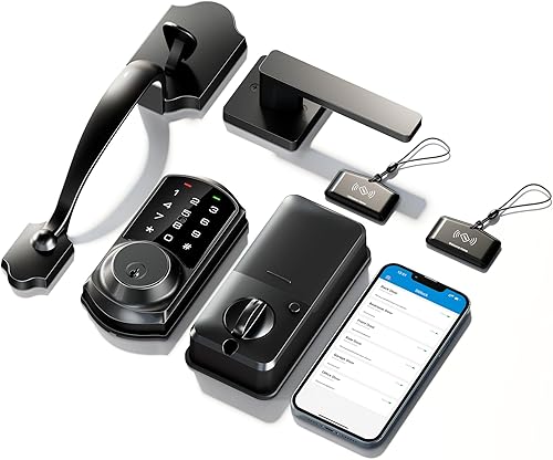 Miniatura 8 de Veise VE06-H - Juego de cerradura inteligente para puerta delantera, control de aplicación, cerrojo de entrada sin llave con manija de palanca,