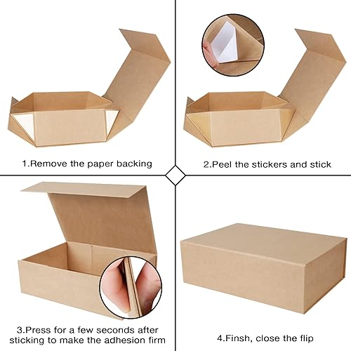 Miniatura 10 de Aimyoo Caja de regalo plegable azul marino con tapas de cierre magnético de 10.5 x 7 x 3 pulgadas, caja de propuesta de padrinos de boda, caja