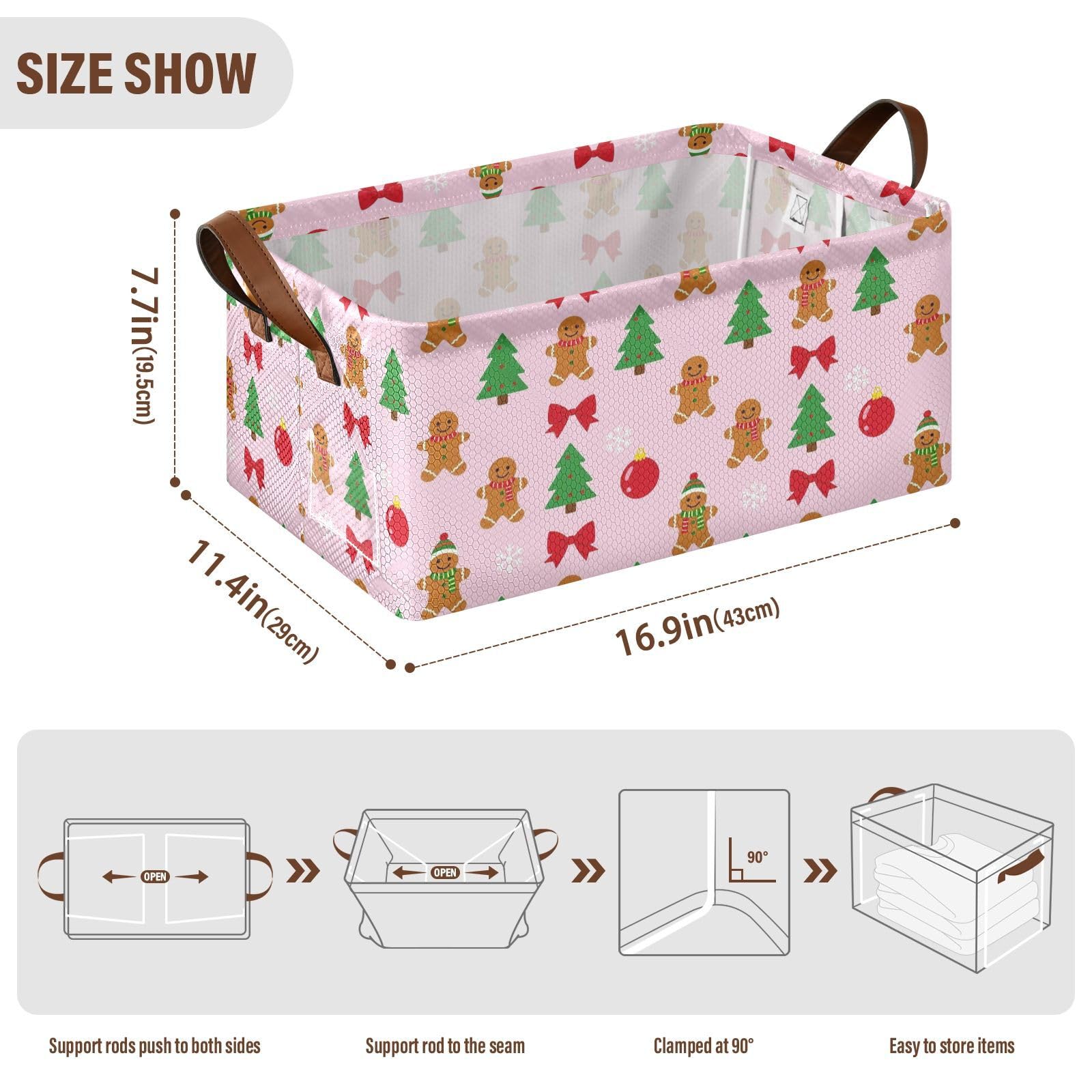 FRODOTGV Contenedor de poliéster resistente al agua para organización del hogar, árbol de Navidad, pan de jengibre, talla S