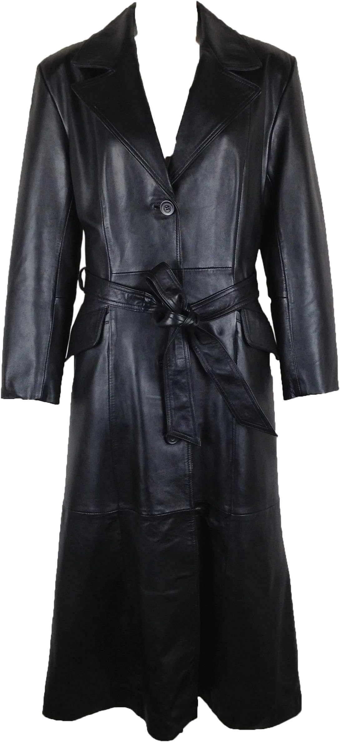 Unicorn Womens Classic Full Length Trench Coat Real Leather Jacket #AM