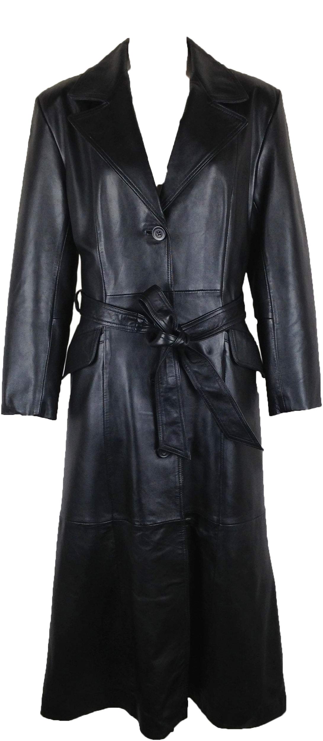 Unicorn Womens Classic Full Length Trench Coat Real Leather Jacket #AM