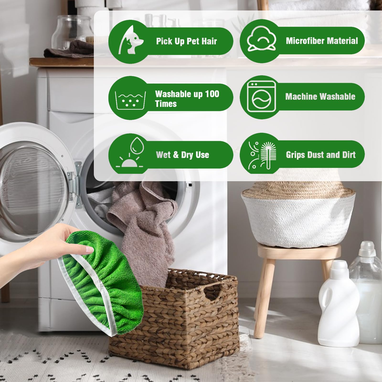 Panni Ciniglia Riutilizzabili Per Swiffer Sweeper - 3 Pezzi Lavabili - Asciutto E Bagnato