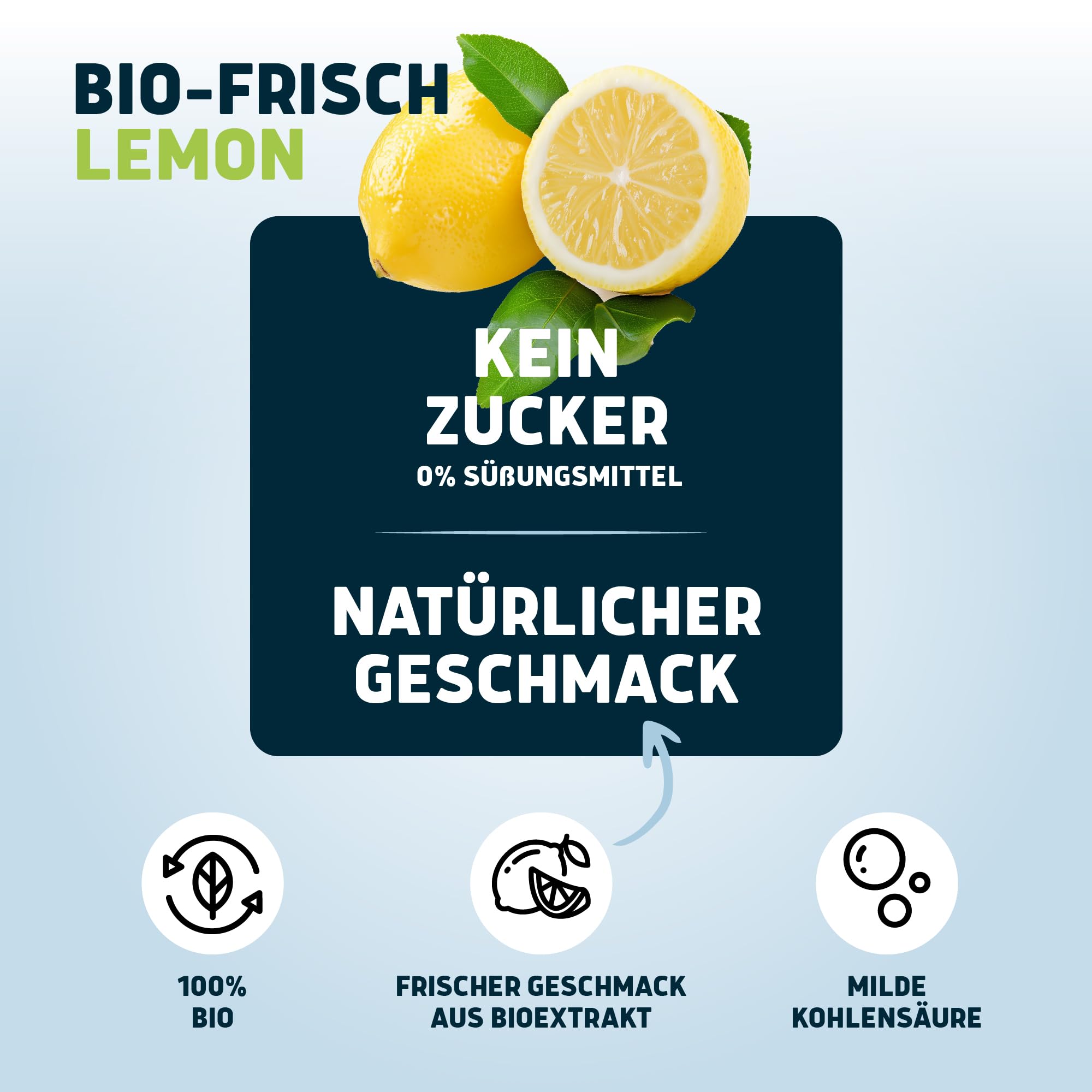 Landpark Bio-Erfrischungsgetränk Lemon, 18 x 0,75 L in der Glasflasche | ohne Zucker und Süßungsmittel | mit Kohlensäure | Wasser mit Geschmack | Ideal auch für Kinder und Diabetiker