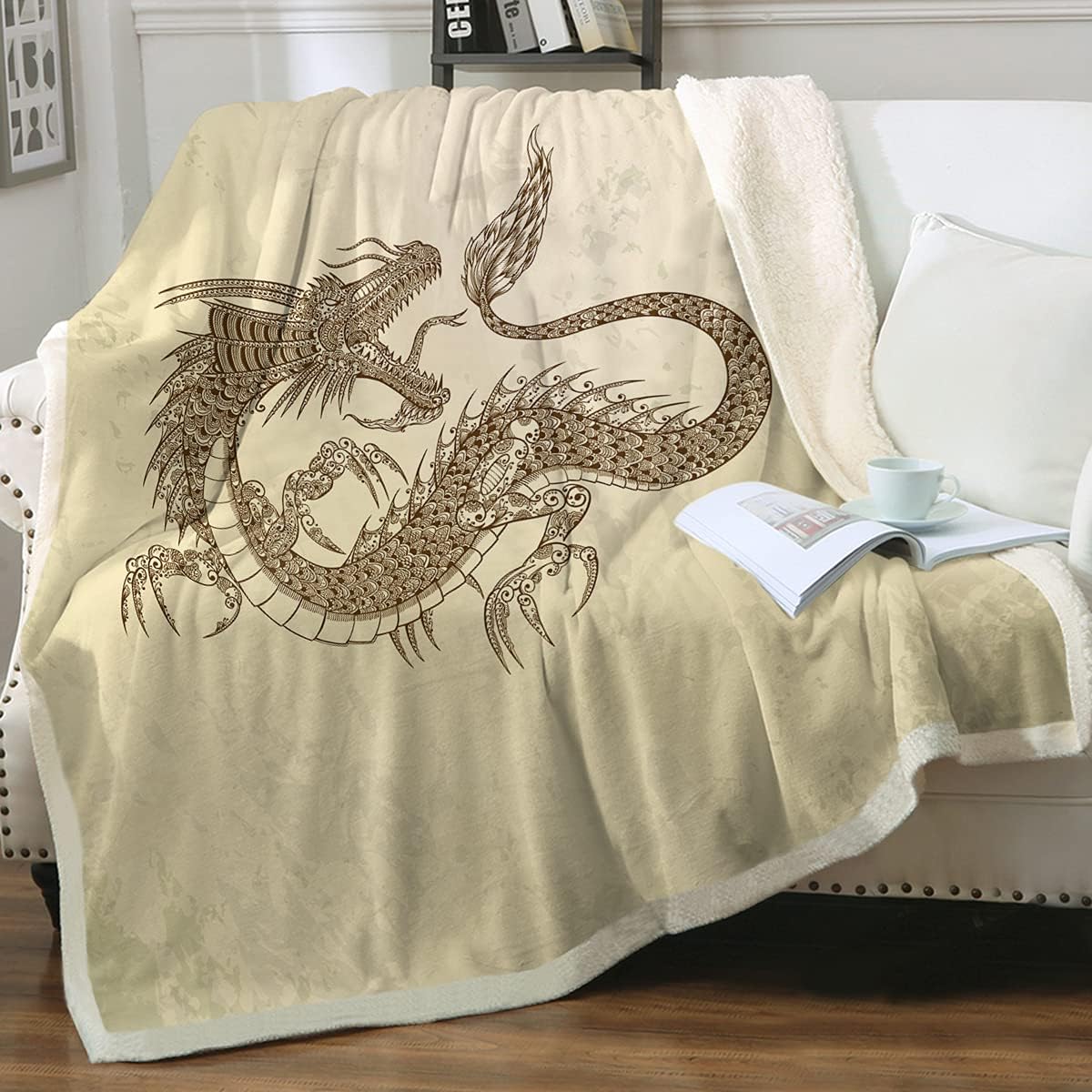 Sleepwish Tribal Dragon Throw Blanket Oriental Asian