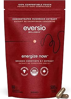 ENERGIZE NOW by EVERSIO WELLNESS - Organic Cordyceps Mushroom Supplement - 8:1 Cordyceps Militaris Extract in 60 Vegan Capsules (500mg) - Cordyceps Mushroom Capsules Made with Organic Extract from Real Mushrooms and NO GRAIN - 32% Verified Beta-D-Glucans!