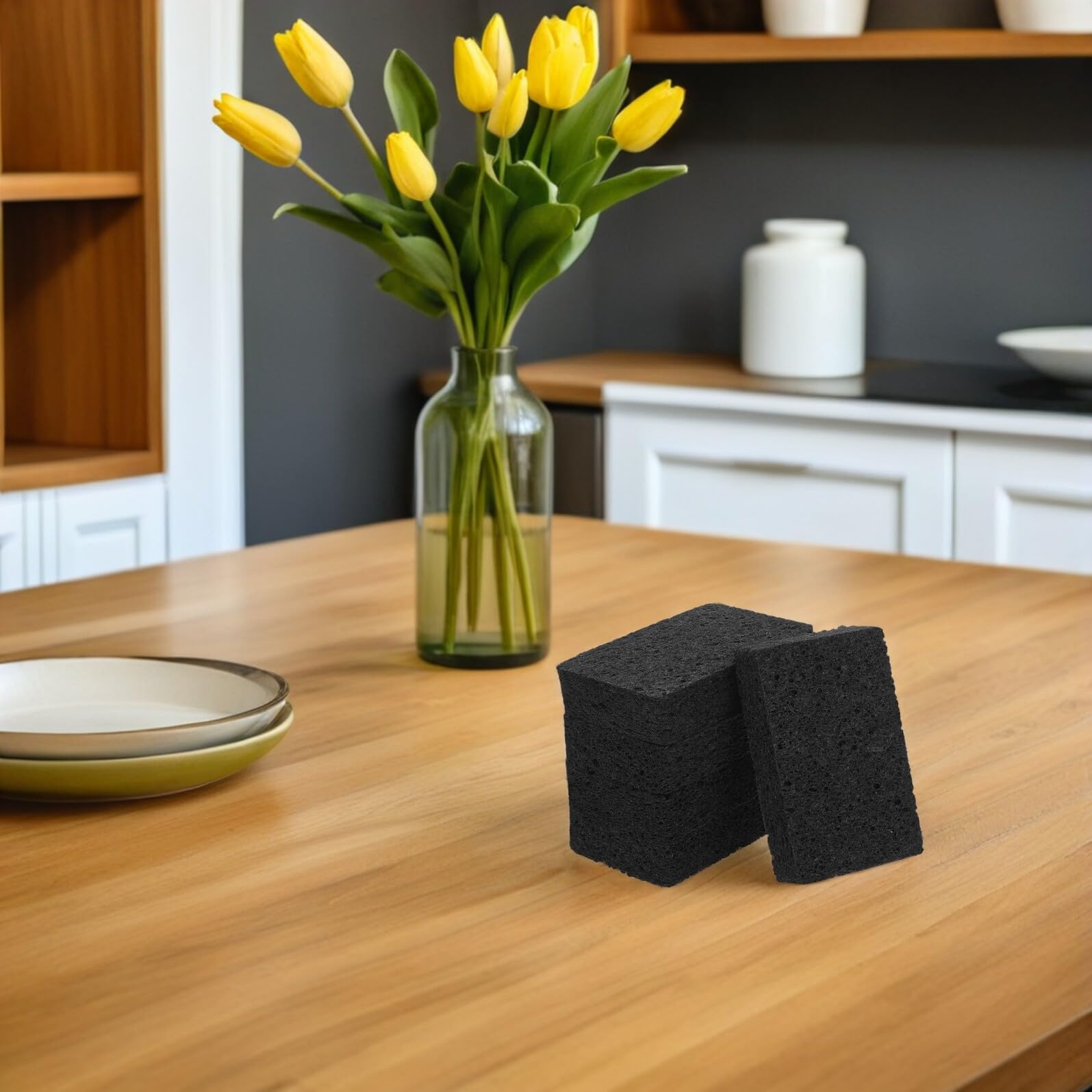 Housoutil 20 Esponjas para Lavar Platos de Cocina de Pulpa de Madera Reutilizables y Antirayaduras, Ideales para Limpieza de Vidrio y Uso Diario Hogar
