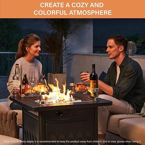 Miniatura 7 de NUPICK Vidrio ignífugo de 10 libras, vidrio reflectante de 12 pulgada, compatible con vidrio para hoguera y vidrio de chimenea, color negro