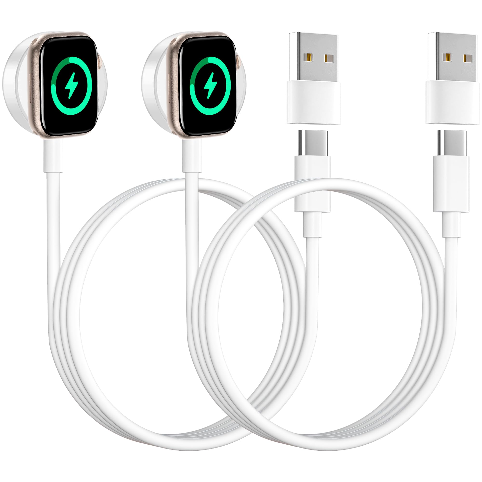 Kabel do szybkiego ładowania do zegarka Apple Watch, 2 sztuki, 2 sztuki, do iWatch Series 11/10/9/8/7/6/5/4/3/2/SE/Ultra, magnetyczna stacja ładująca USB C, ładowarka do iWatch Charger