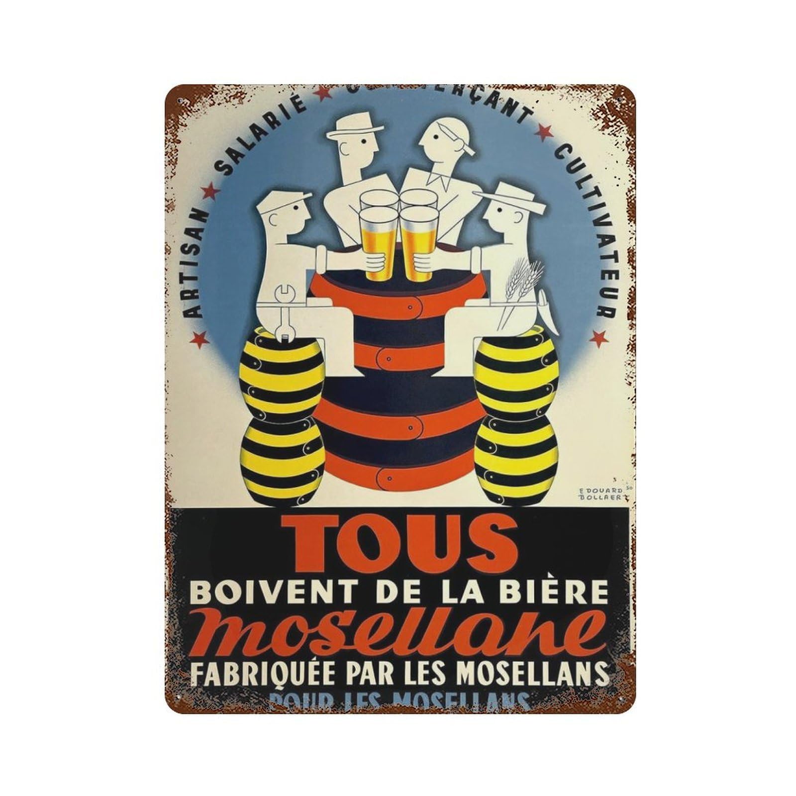 xiaoxiaoshen 1950s French Beer Deco Vintage Wall Decor Art Metal Tin Poster Modern Home Decor Art Home Bar Shop Decorations Vintage Sign 40x30cm