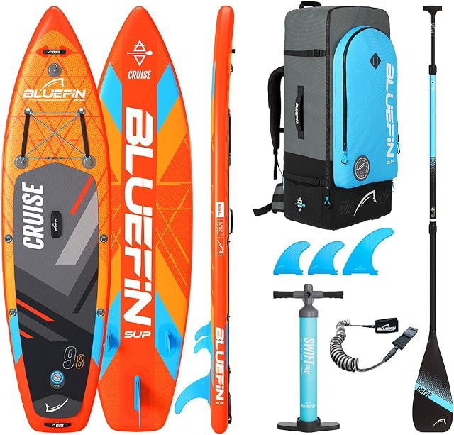 Bluefin Cruise SUP Inflatable Stand Up Paddle Board | Premium Paddleboard Accessories | Multiple sizes: Kids, 9'8, 10'4, 108, 12, 15'