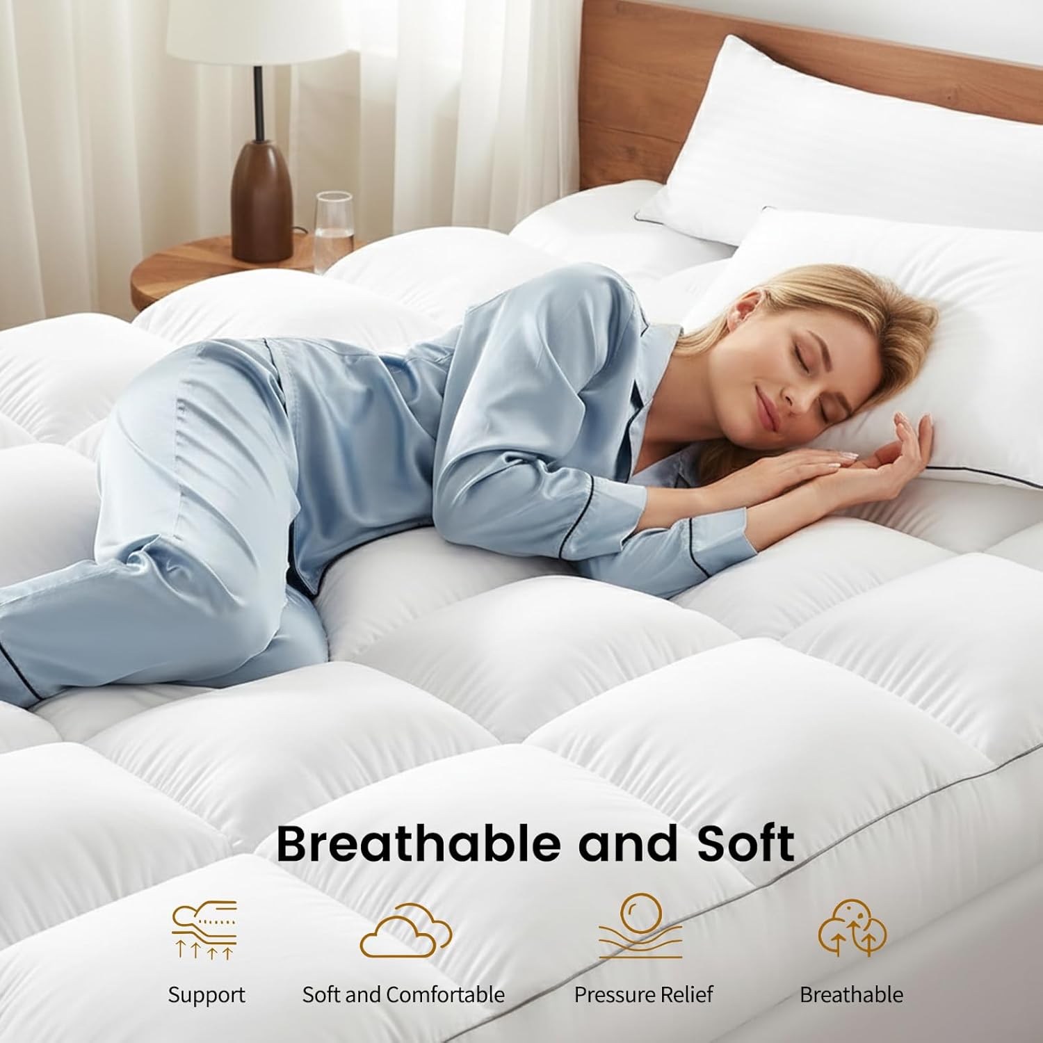 Decroom 5 Inch Memory Foam Mattress Topper King for Back Pain Relief, Filled with Breathable Memory Foam Pillow Topper Soft Fluffy Supportive Bed Mattress Pad, 80x78x5 Inch