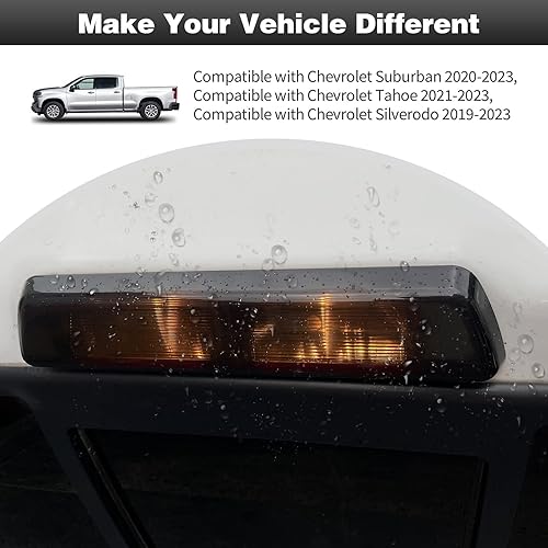 Miniatura 2 de CheroCar Cubierta de luz de freno de montaje alto, accesorios exteriores compatibles con Ford F150 Svt Raptor, negro ahumado