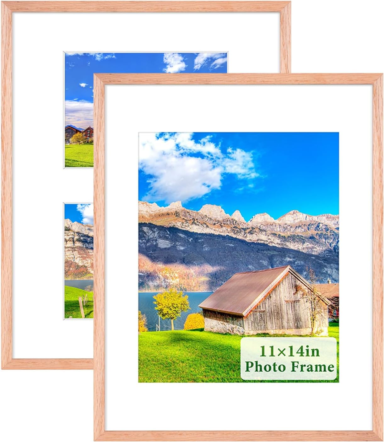 Veelot 11×14 Picture Frame, OAK Wood Photo Frame Display