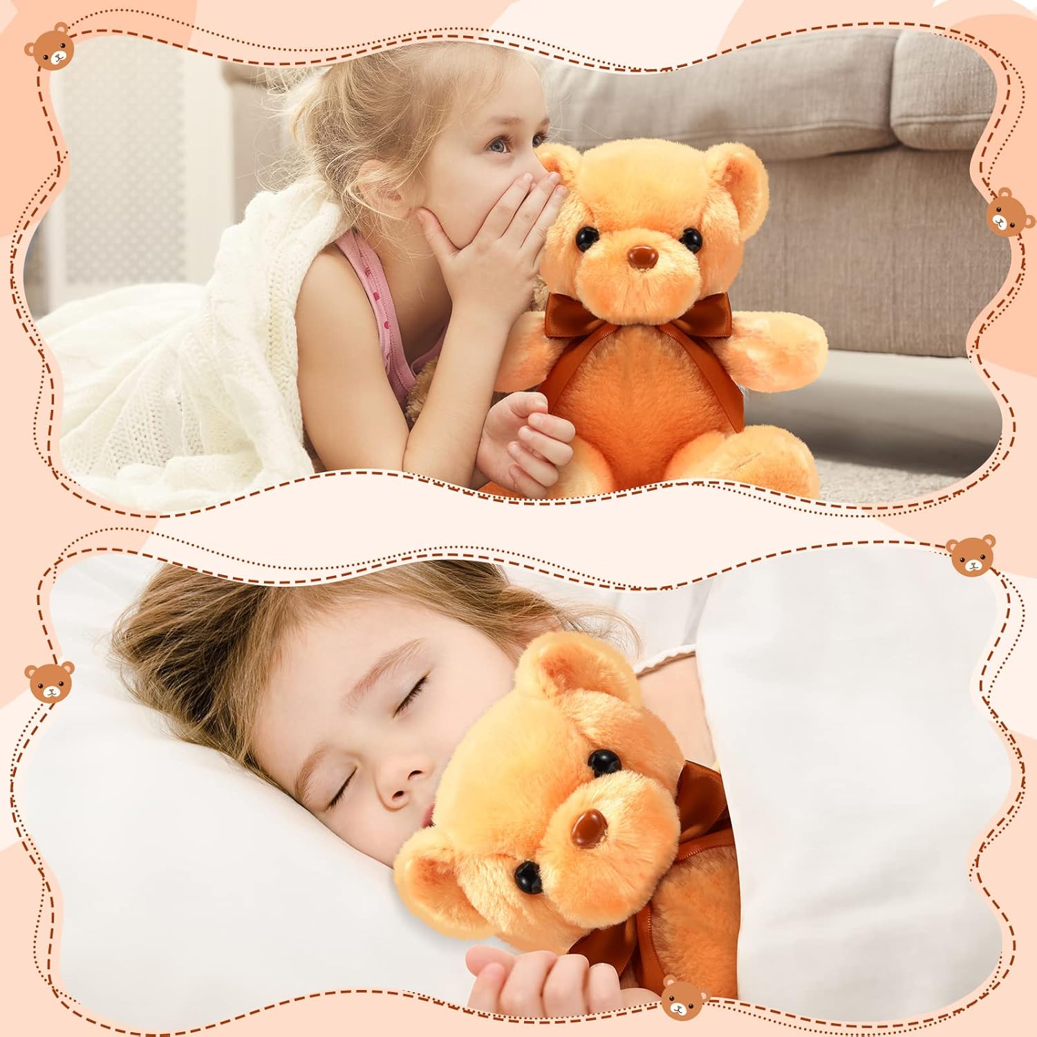 Skylety 10 Pcs 12 Inch Bears Bulk Stuffed Animals Soft Gift Plush Bears Toy with Ribbon Bow for Birthday Baby Shower Wedding Graduation Party Favor(Brown)