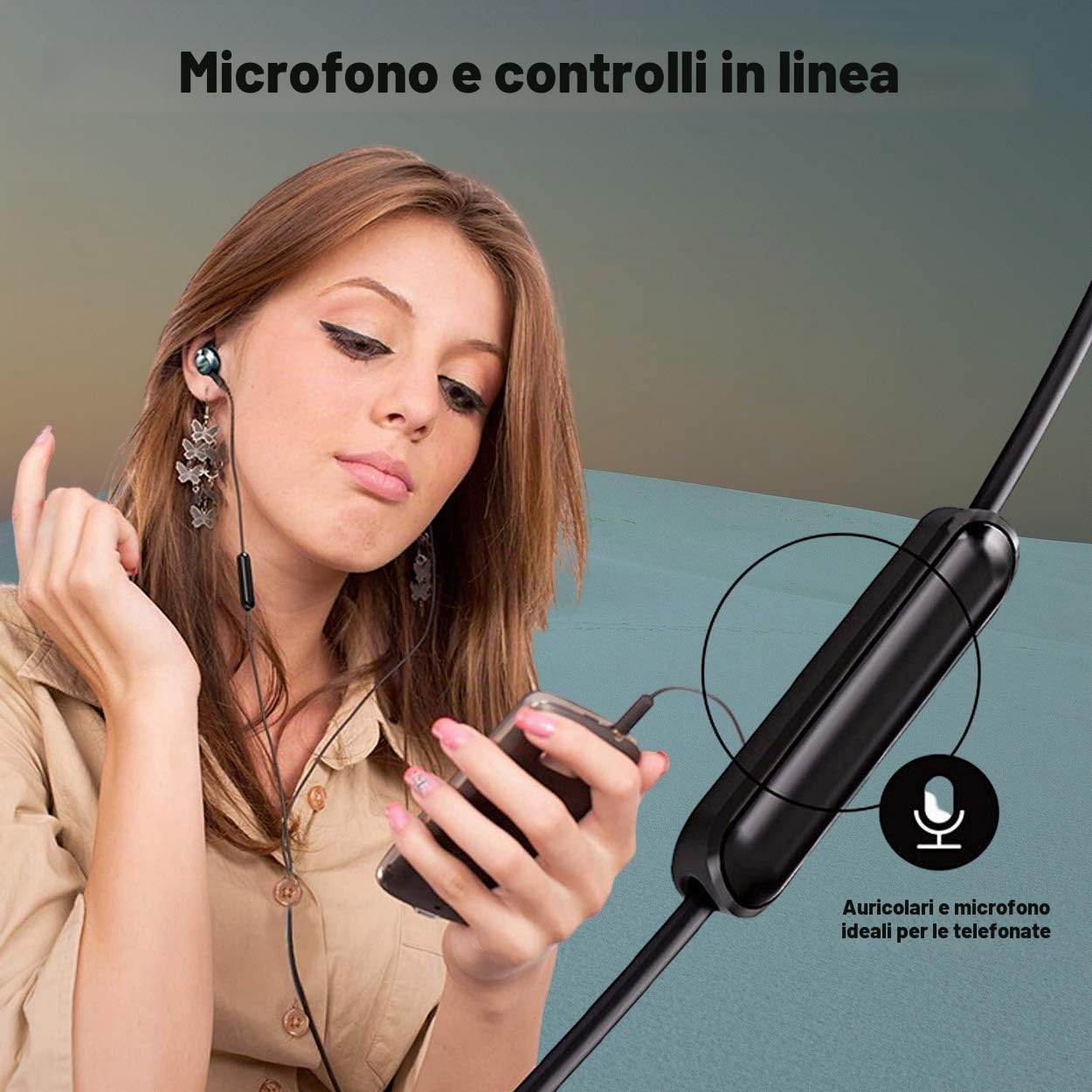 PHILIPS Auricolari in-ear con cavo professionale, con microfono e bassi potenti, audio ad alta risoluzione, vestibilità comoda, auricolari leggeri con microfono